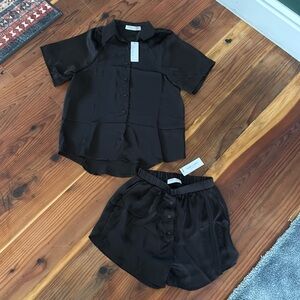 Tan Lines Black Satin Lounge Wear